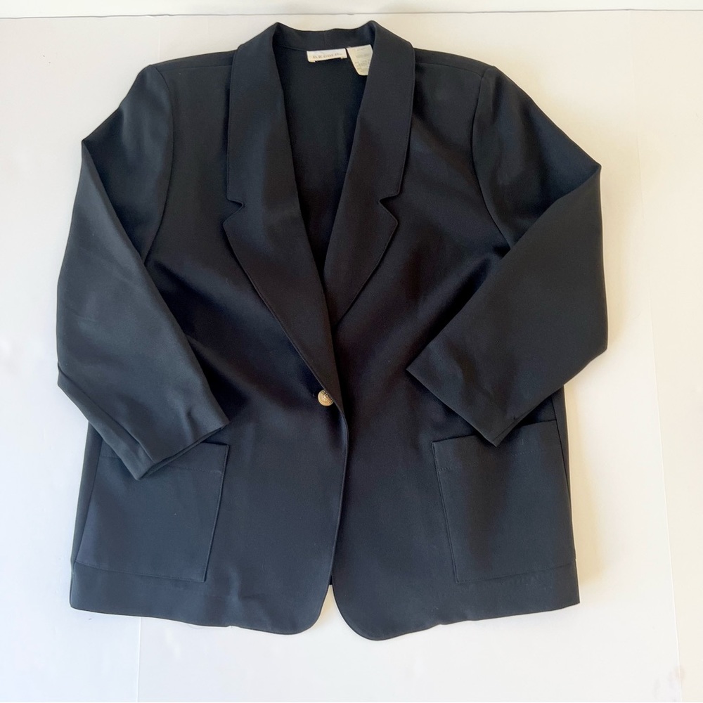 Vintage DK Gold Black Blazer Single Button Closure Size 12P
